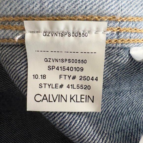 Calvin Klein Jeans Logo Patch Silver Snap Buttons Utility Shirt Women's S - Picture 10 of 13